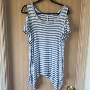 Umgee Blue and White Striped Tunic Top